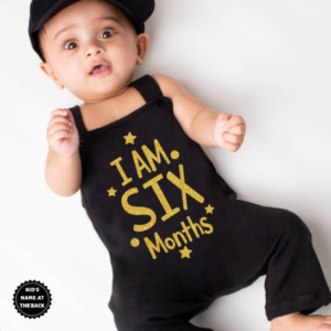 I Am 6 Month Customize Name Dungaree Outfit